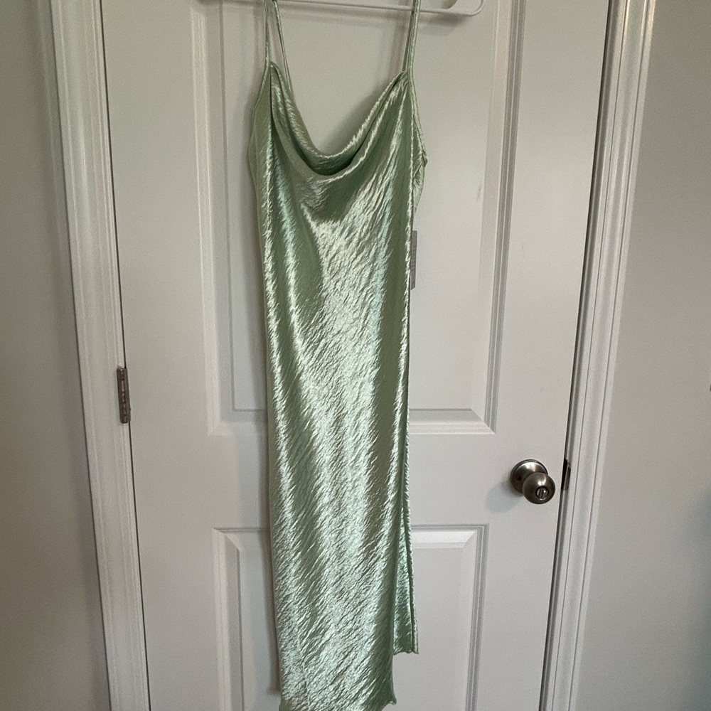 Bebe Shimmering Mint Satin Dress